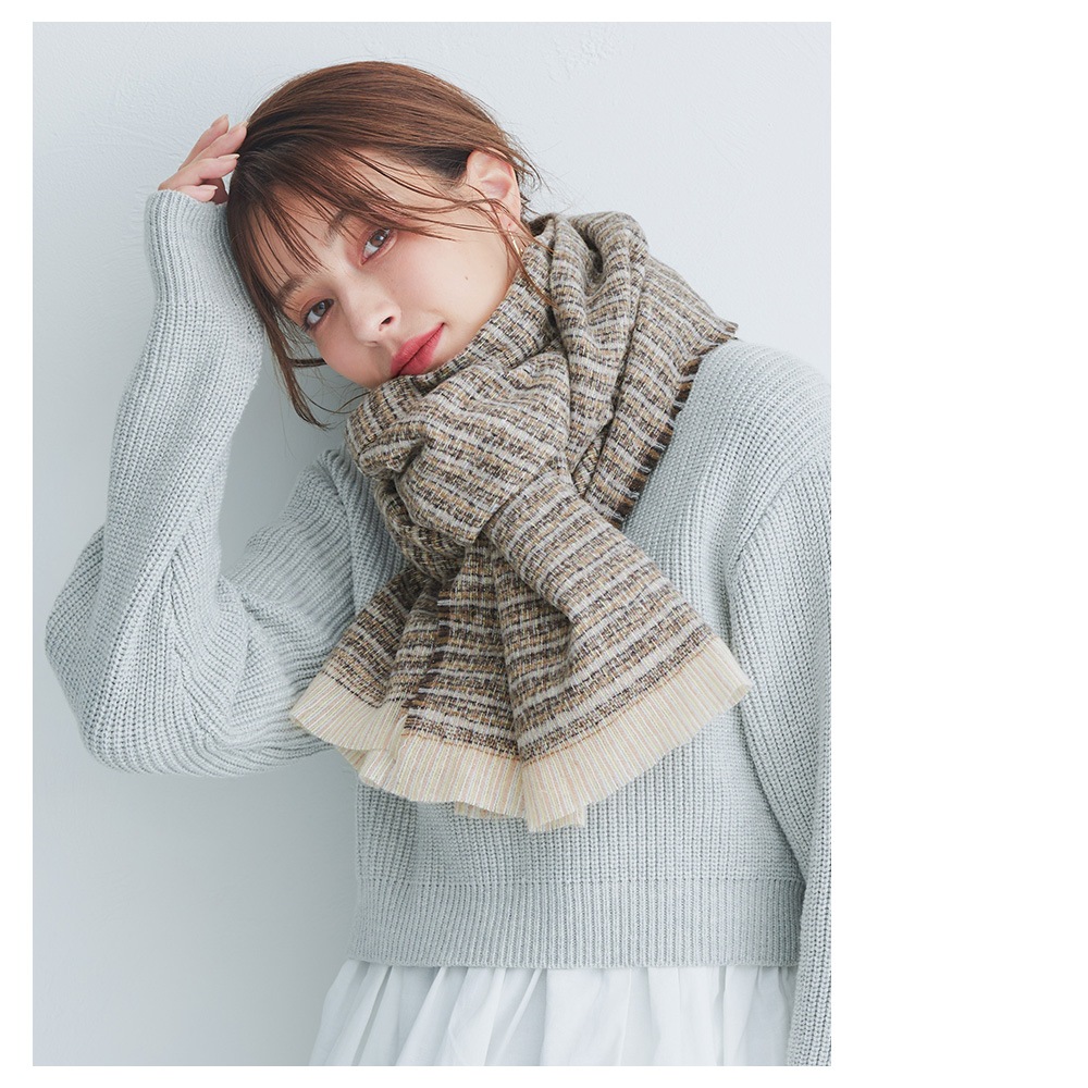 【SALE】ラメ入りツィード調ストール　65cm×201cm