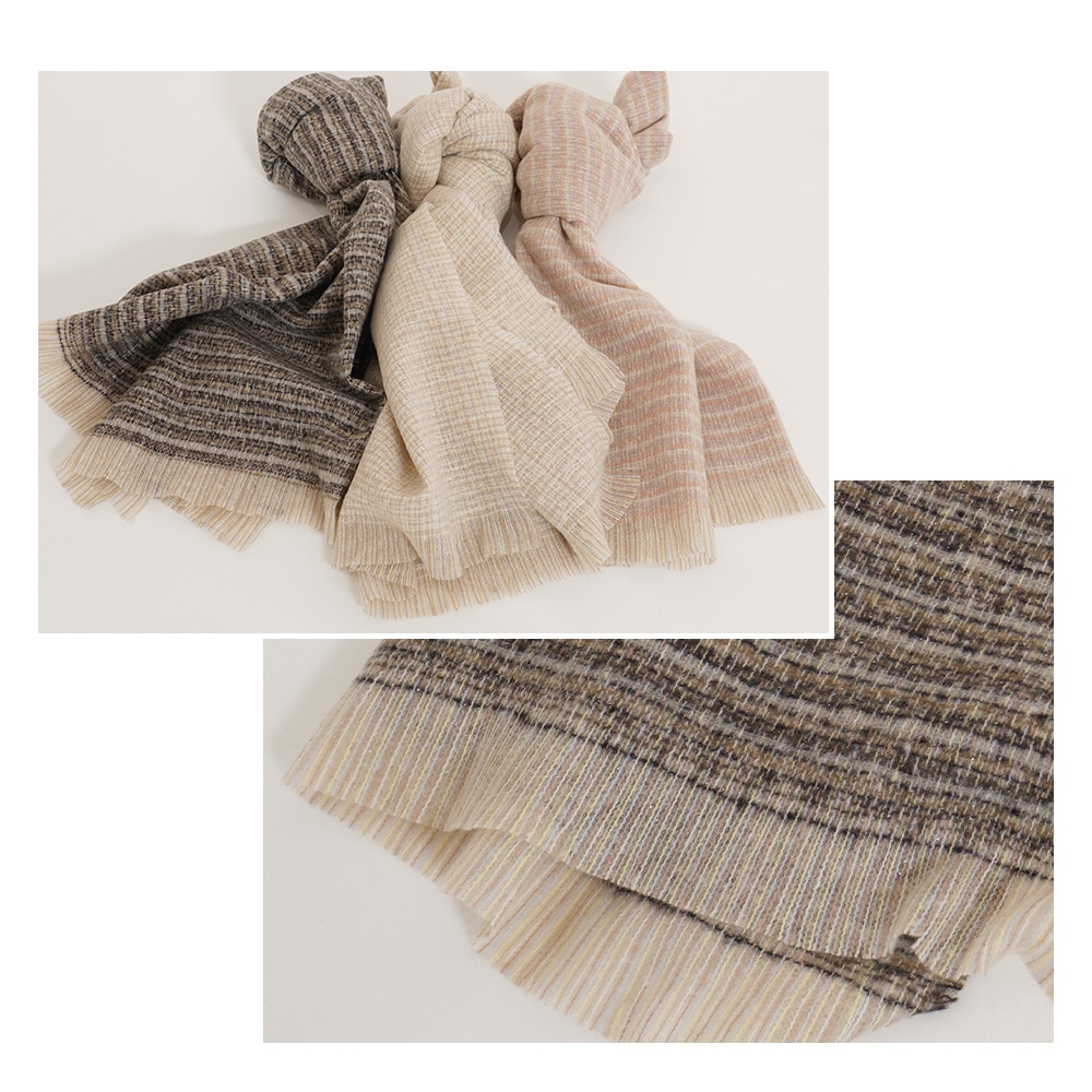 【SALE】ラメ入りツィード調ストール　65cm×201cm