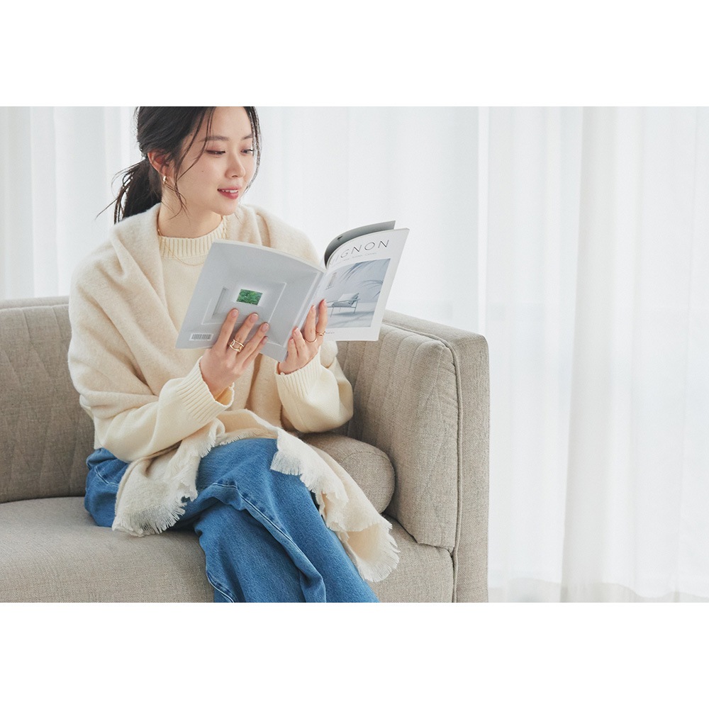 【SALE】ブークレシャギー無地ストール　54cm×188cm