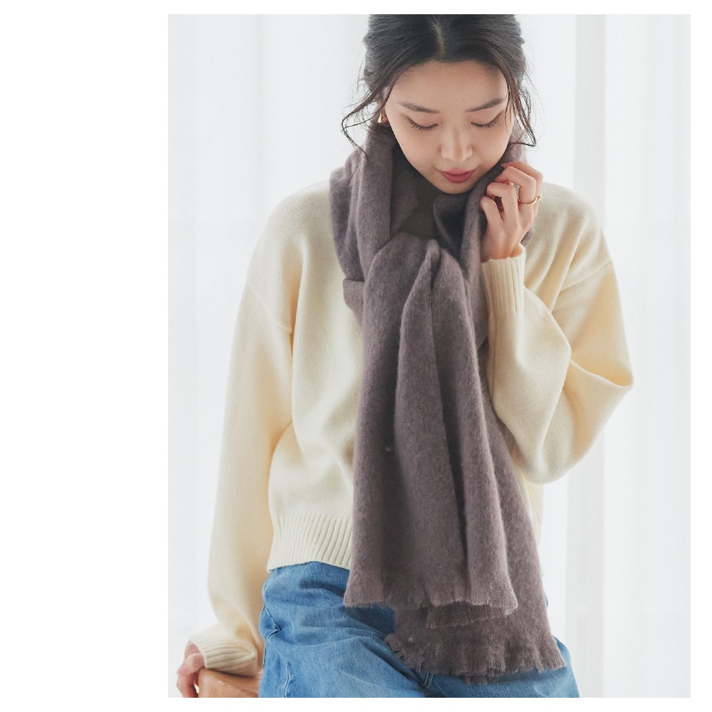 【SALE】ブークレシャギー無地ストール　54cm×188cm