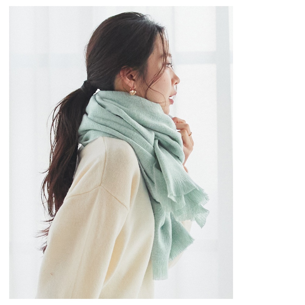 【SALE】ブークレシャギー無地ストール　54cm×188cm