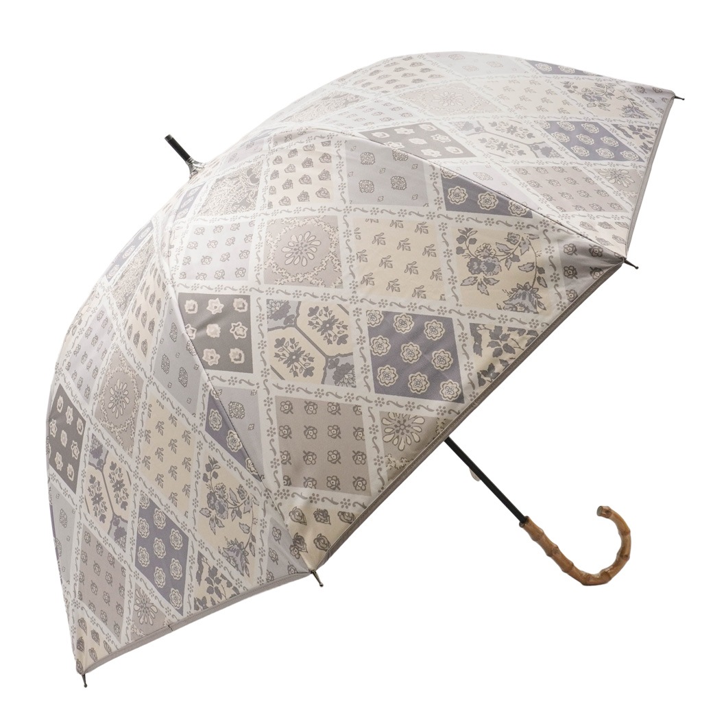 【2026新作】100％完全遮光 日傘/雨傘/晴雨兼用傘 ブラックコーティング 竹製ハンドル バンブーハンドル ショート傘 プロバンス柄 親骨50cm