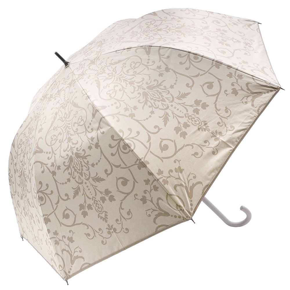 【2026新作】100％完全遮光 日傘/雨傘/晴雨兼用傘 ブラックコーティング ジャンプ傘 ダマスク柄 親骨58cm