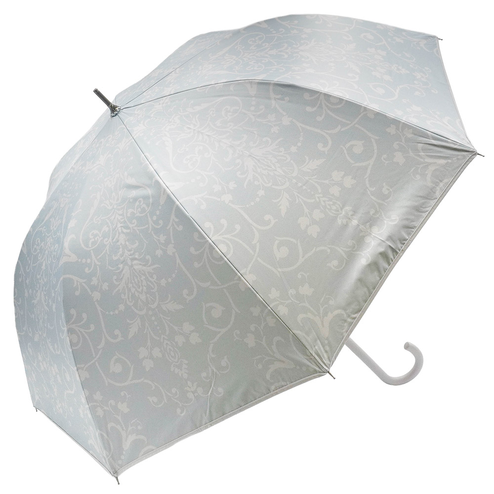 【2026新作】100％完全遮光 日傘/雨傘/晴雨兼用傘 ブラックコーティング ジャンプ傘 ダマスク柄 親骨58cm