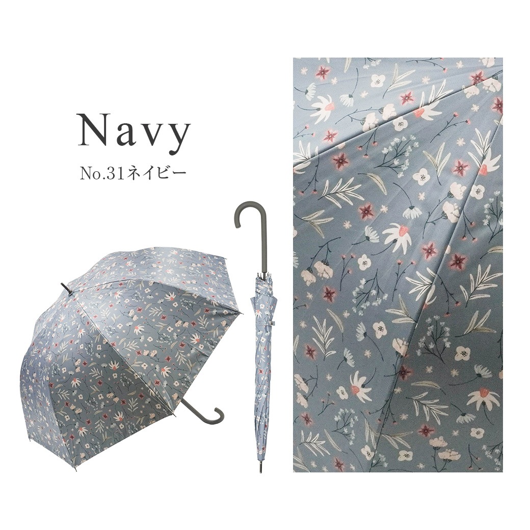 【2026新作】100％完全遮光 日傘/雨傘/晴雨兼用傘 ブラックコーティング ジャンプ傘 マルチボタニカル柄 親骨58cm