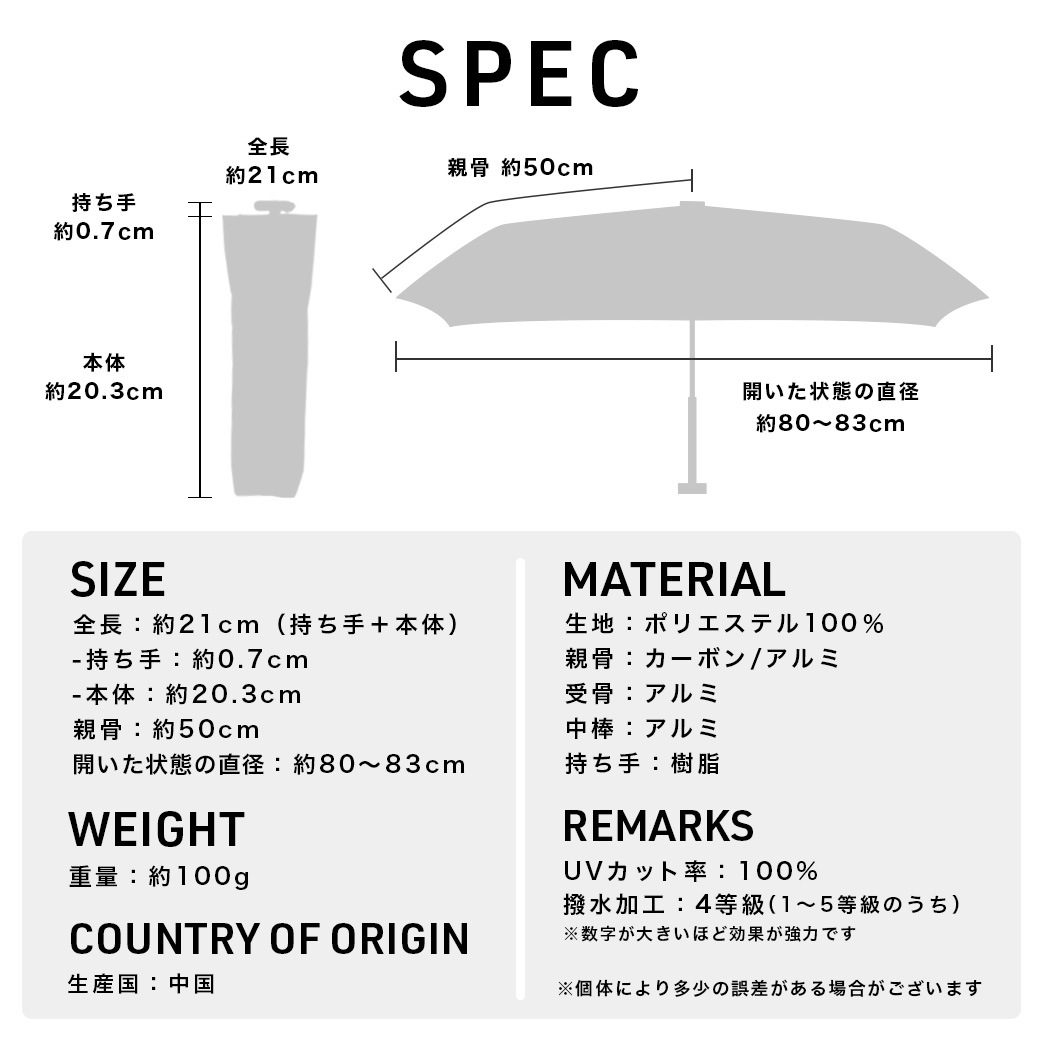 【2026新作】超軽量 100％完全遮光 UVカット 日傘/雨傘/晴雨兼用傘 ブラックコーティング 折りたたみ傘 Karuru.(カルル)　フラワー柄/ドット柄/ストライプ柄 親骨50cm