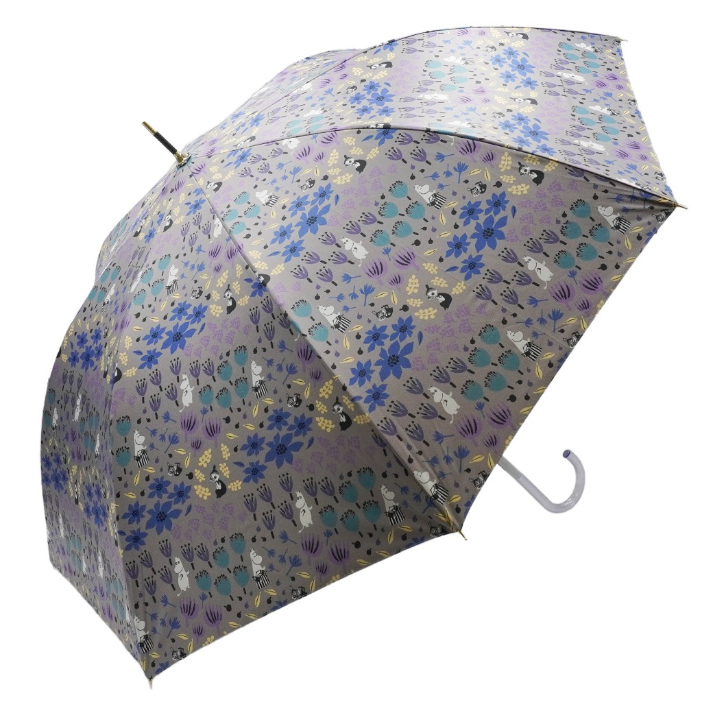 【2026新作】【ムーミンコラボ】100％完全遮光 日傘/雨傘/晴雨兼用傘 ブラックコーティング ジャンプ傘 お花畑 親骨60cm Moomin