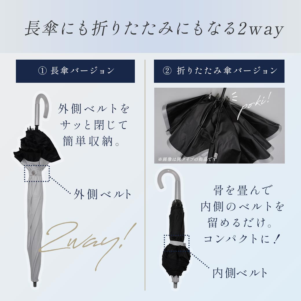 【2026新作】【遮熱効果最高レベル S65+】【UPF50+】CooList（クーリスト）高遮熱傘 フリル 2WAY折りたたみショート傘 100％完全遮光 UVカット 日傘/雨傘/晴雨兼用傘 親骨55cm