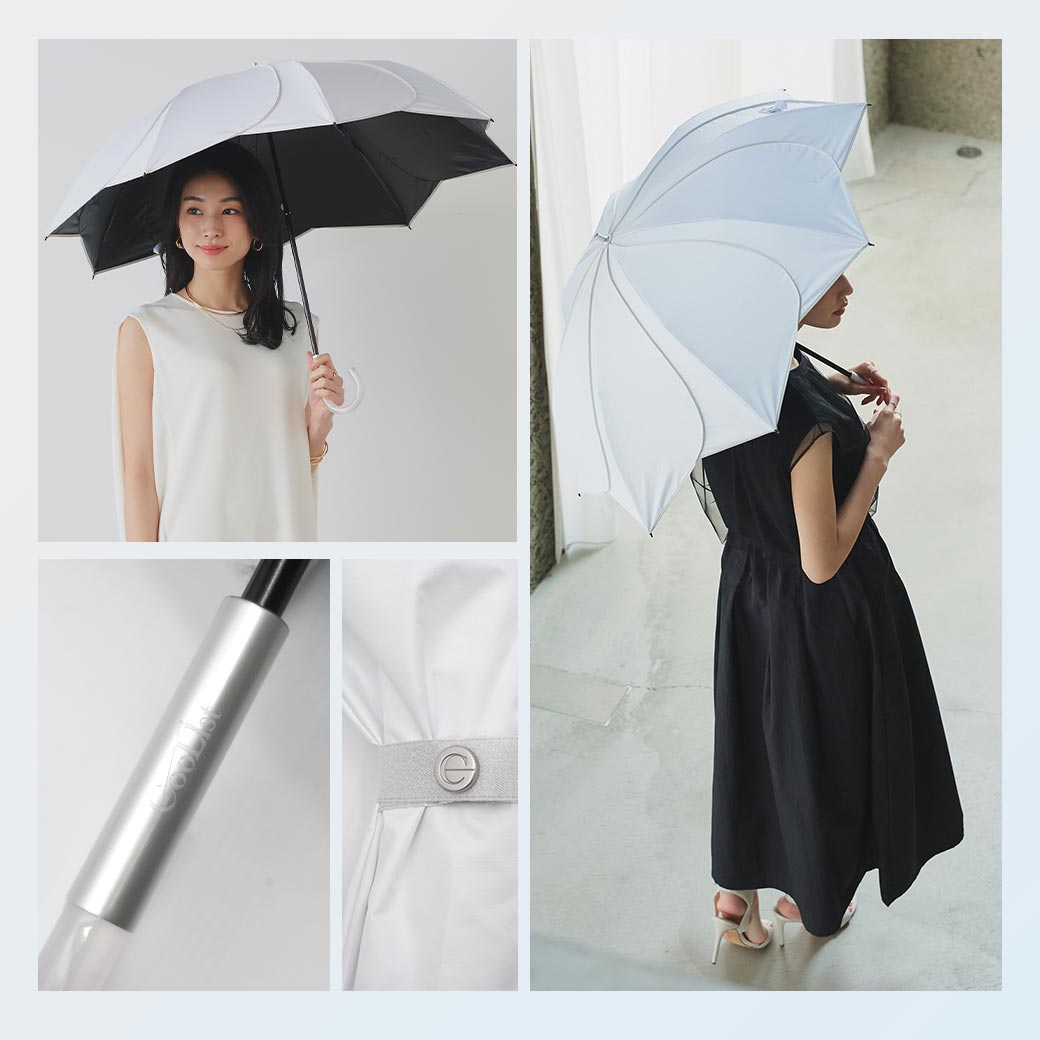 【2026新作】【遮熱効果最高レベル S65+】【UPF50+】CooList（クーリスト）高遮熱傘 花びらライン 2WAY折りたたみショート傘 100％完全遮光 UVカット 日傘/雨傘/晴雨兼用傘 親骨55cm