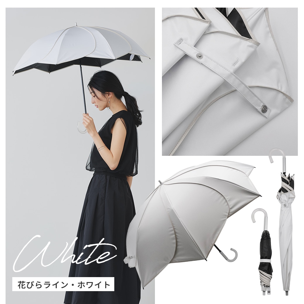 【2026新作】【遮熱効果最高レベル S65+】【UPF50+】CooList（クーリスト）高遮熱傘 花びらライン 2WAY折りたたみショート傘 100％完全遮光 UVカット 日傘/雨傘/晴雨兼用傘 親骨55cm