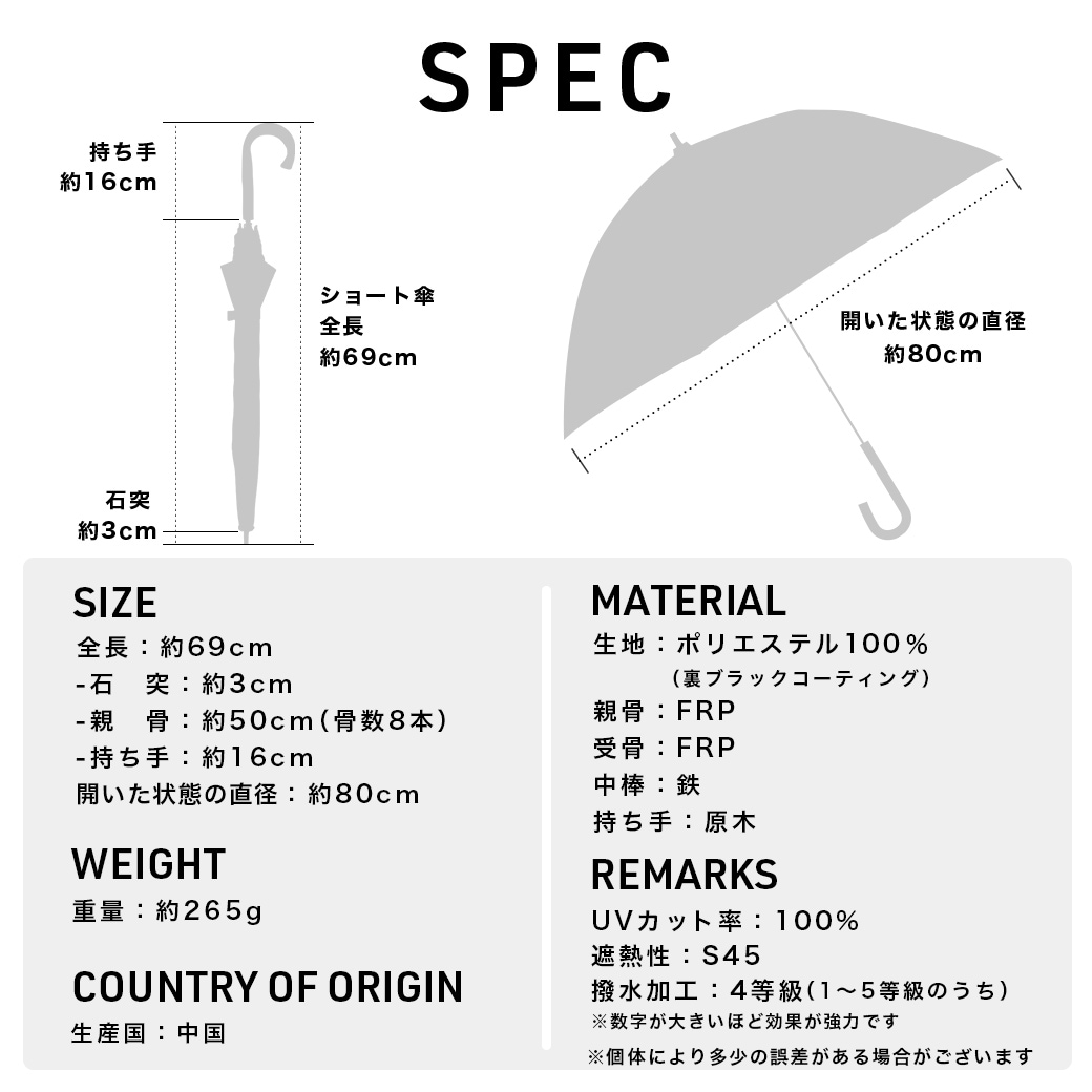 【2026新作】【ムーミンコラボ】【プレミアムシリーズ】100％完全遮光 日傘/雨傘/晴雨兼用傘 木製ハンドル ショート傘 リトルミイ バッジアート 親骨50cm Moomin