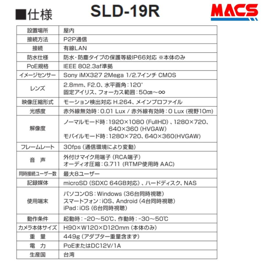 SLD-19R 低照度カラードーム型　IPカメラ（207万画素）　YouTube配信機能　スターライト仕様で暗い場所でもカラー撮影が可能に！