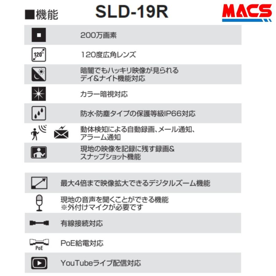 SLD-19R 低照度カラードーム型　IPカメラ（207万画素）　YouTube配信機能　スターライト仕様で暗い場所でもカラー撮影が可能に！