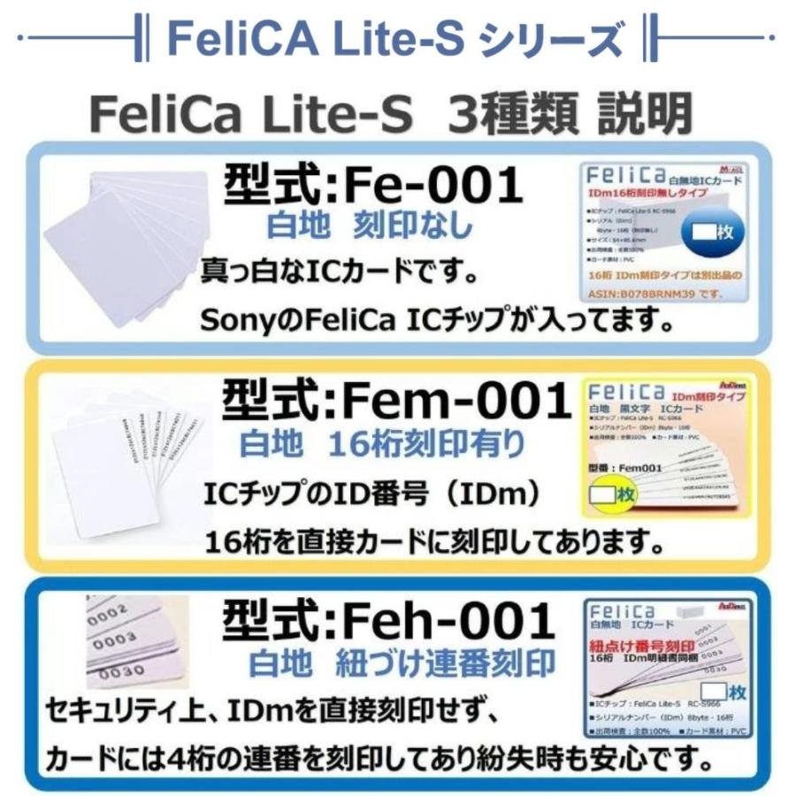Fe-001 【200枚】 白無地 フェリカカード FeliCA Lite-S フェリカライトS 白無地 刻印無し ICカード