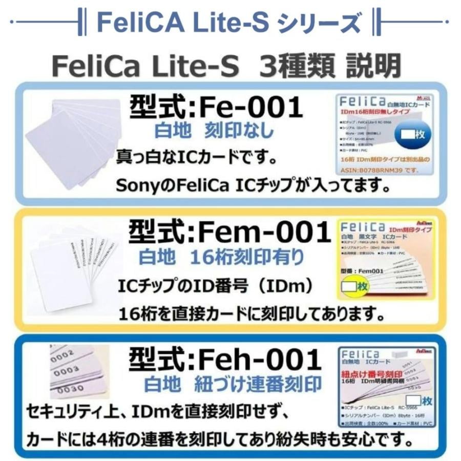 Fem-001【50枚】 IDm刻印 フェリカカード FeliCA Lite-S フェリカ