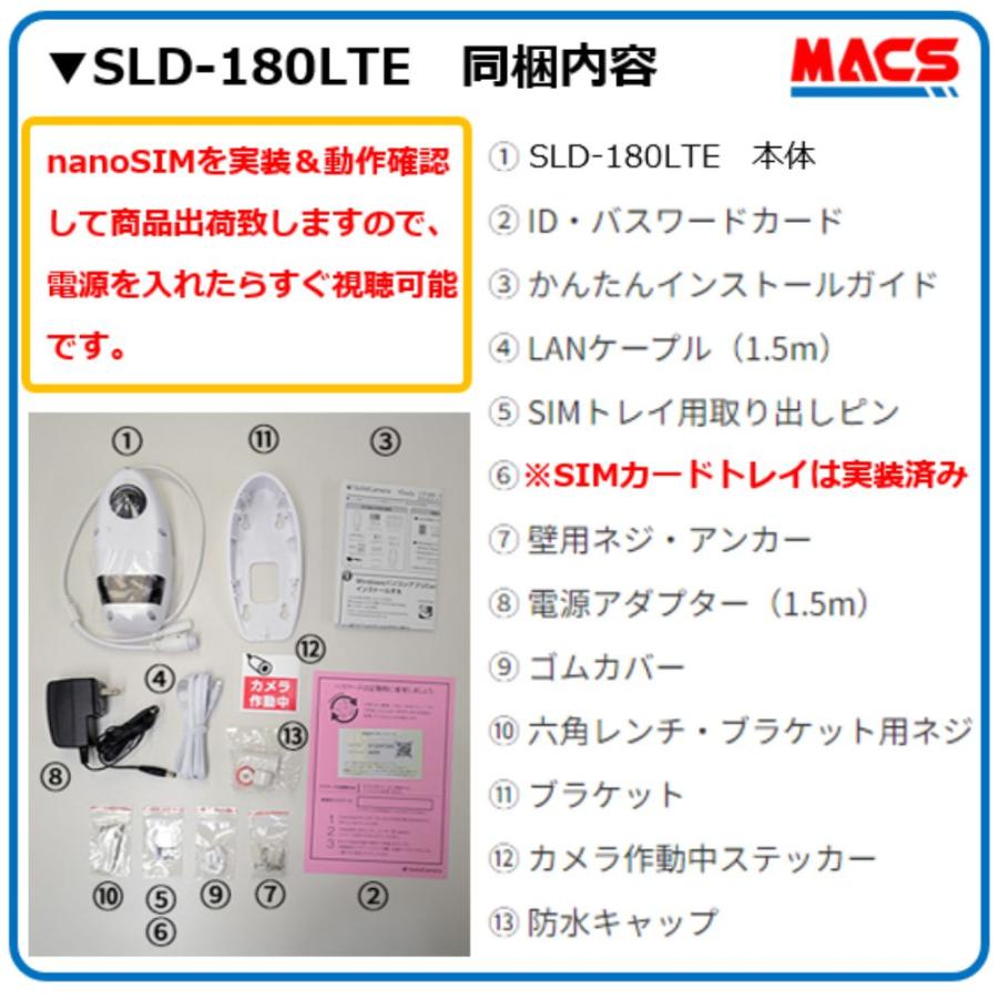 SLD-180LTE 「技適取得済み」SIM SDカード実装済み販売 日本製 モバイル通信 SIM カメラ LTE対応　屋外用 IPカメラ