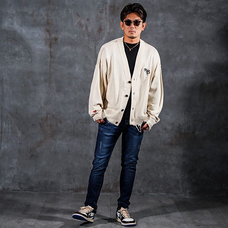 Damage Cotton Big Cardigan