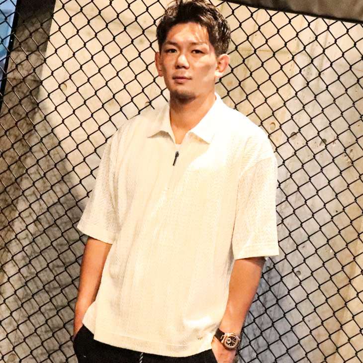 ハーフジップ半袖TEE