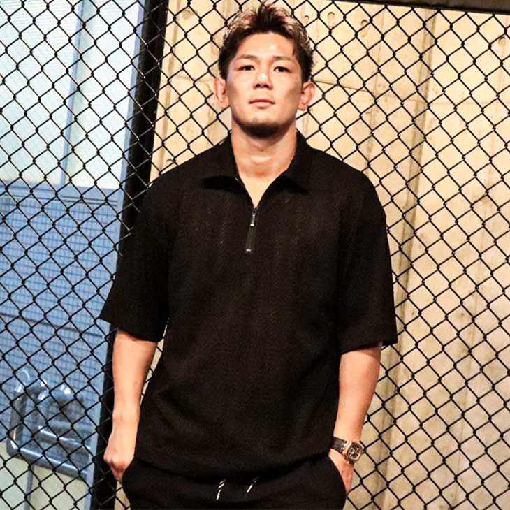 ハーフジップ半袖TEE