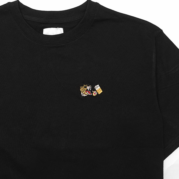 ヒョウワンポイント刺繍半袖Tシャツ