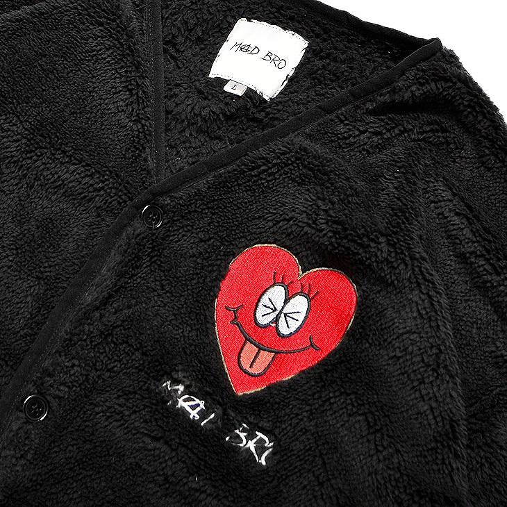 Heart Embroidery Fleece Cardigan