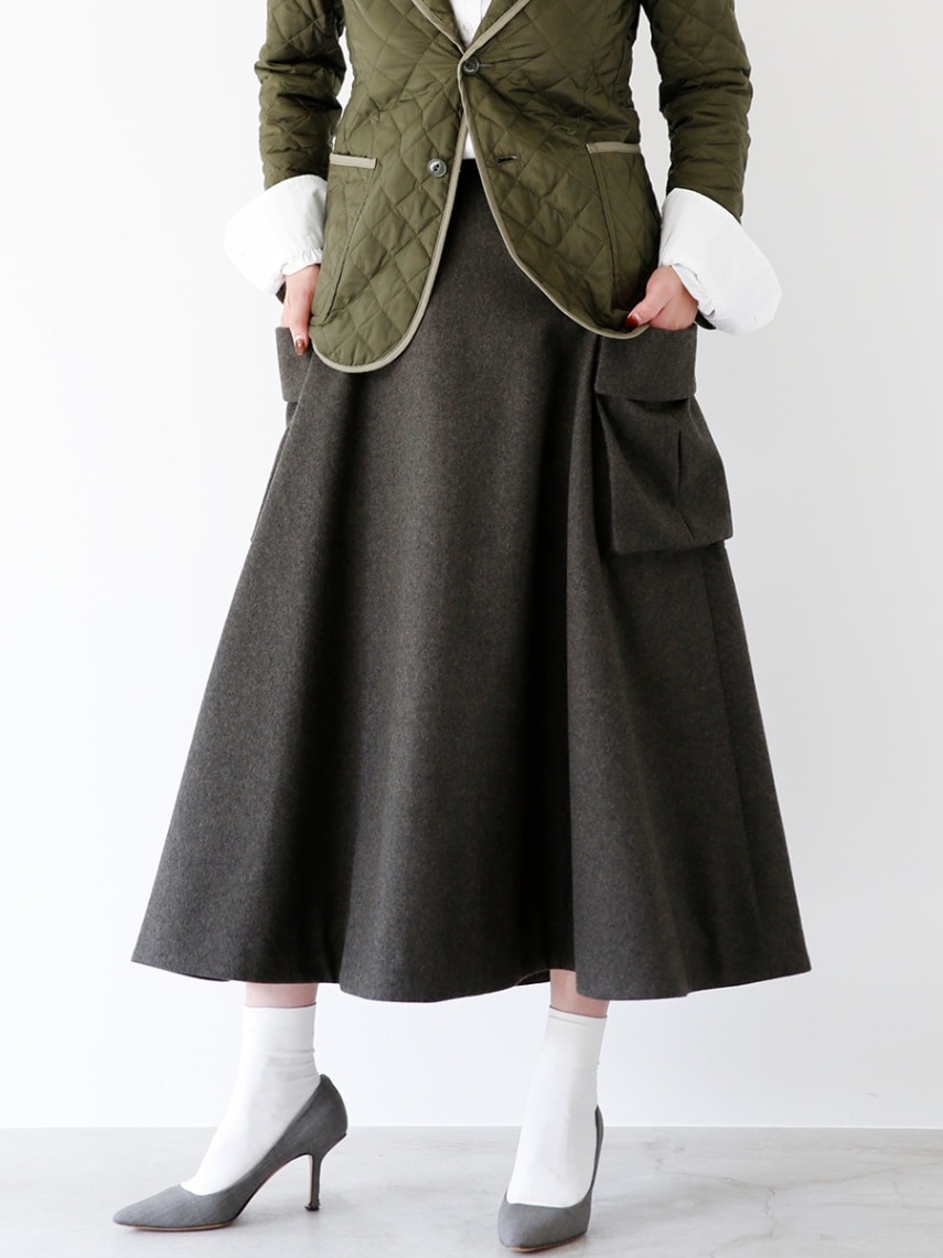 美品 MADISONBLUE CARGO LONG SK size1 CARGO CIRCULAR LONG SK FLANNEL | SKIRT | MADISONBLUE