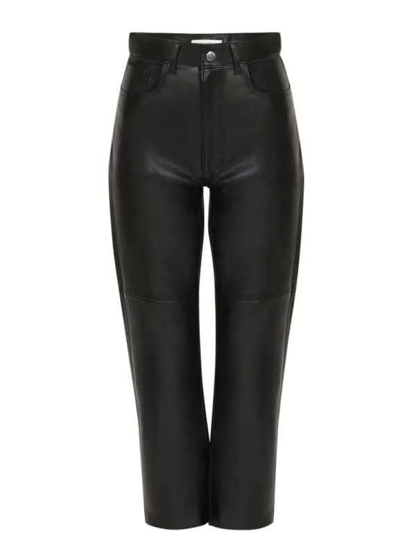 HEM CUT OFF LEATHER PANTS