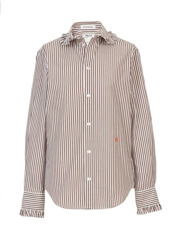 ROUND COLLAR FRILL SH B.STRIPE