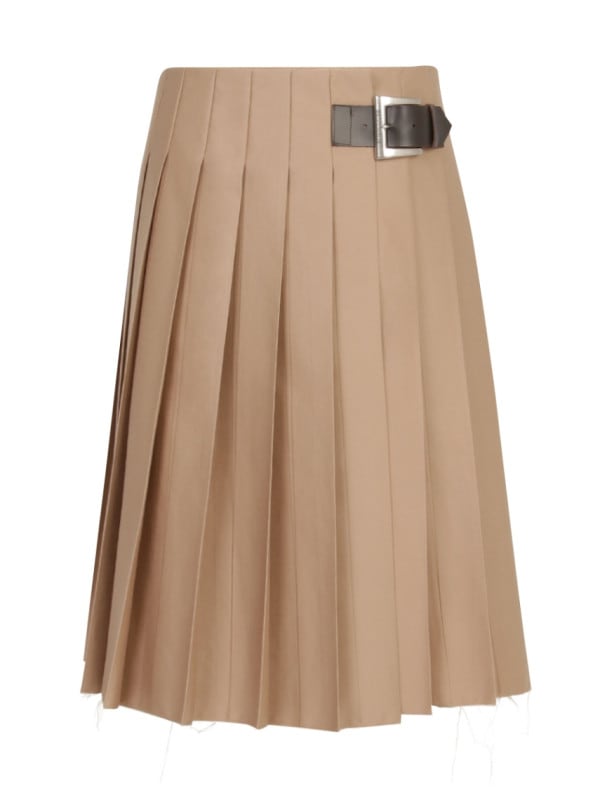 PLEATED WRAP SKIRT CHINO