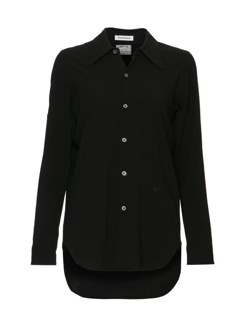 新品 MADISONBLUE MADAME LONG SHIRT W/VOILE MADAME LONG SHIRT W/VOILE / BLACK | SHIRT/BLOUSE | MADISONBLUE