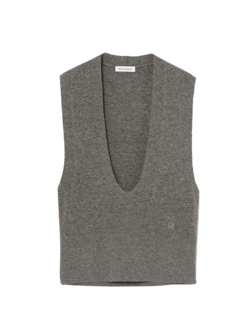 DEEP V NECK VEST | KNIT | MADISONBLUE