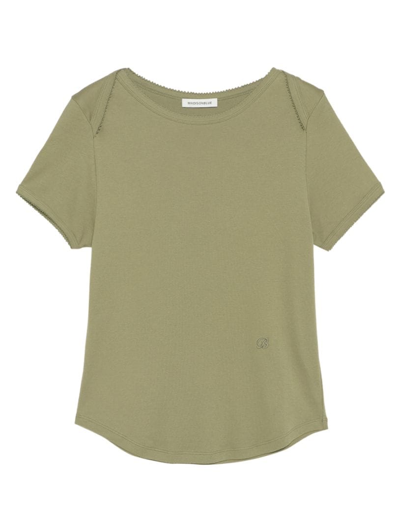 EMBROIDERED TRIM BOAT NECK TEE S/COTTON | WOMEN,CUT&SEWN | MADISONBLUE