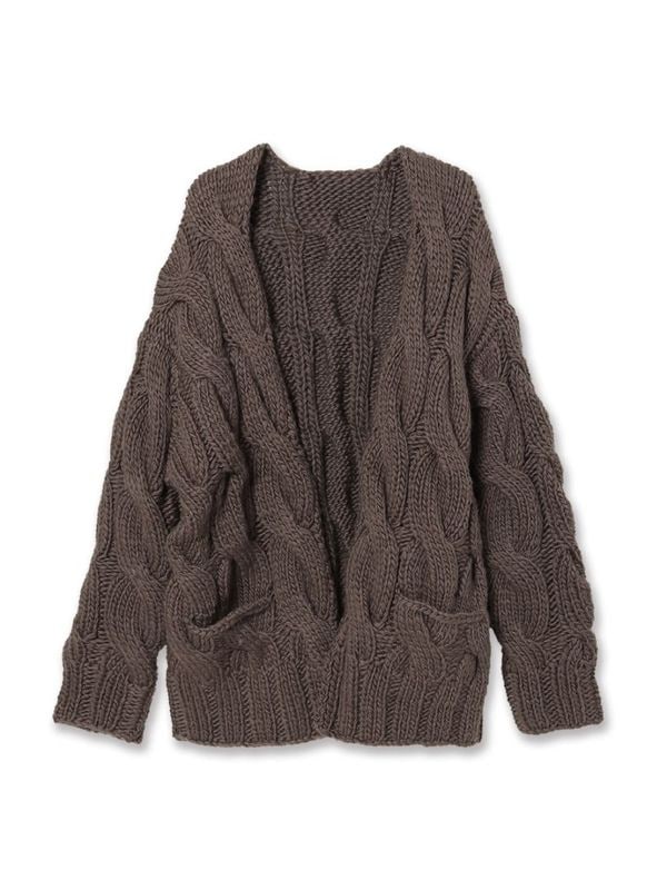 HAND KNIT CABLE SHAWL CARDIGAN
