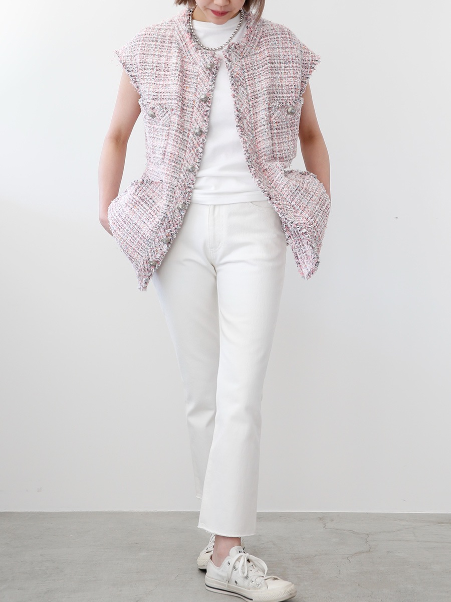 メゾンドドルチェ　candy tweed vest ホワイト 中古・古着通販】maison de Dolce. (メゾンドドルチェ) candy