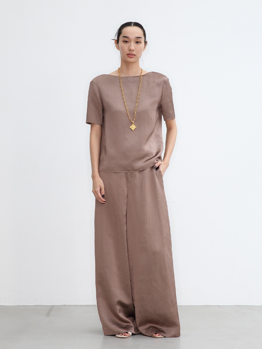 SIDE PLEATED WIDE LEG PANTS R/L