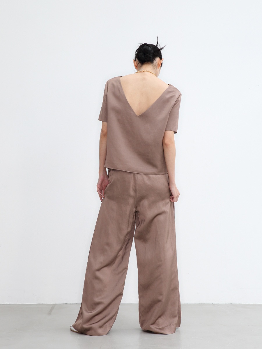 SIDE PLEATED WIDE LEG PANTS R/L