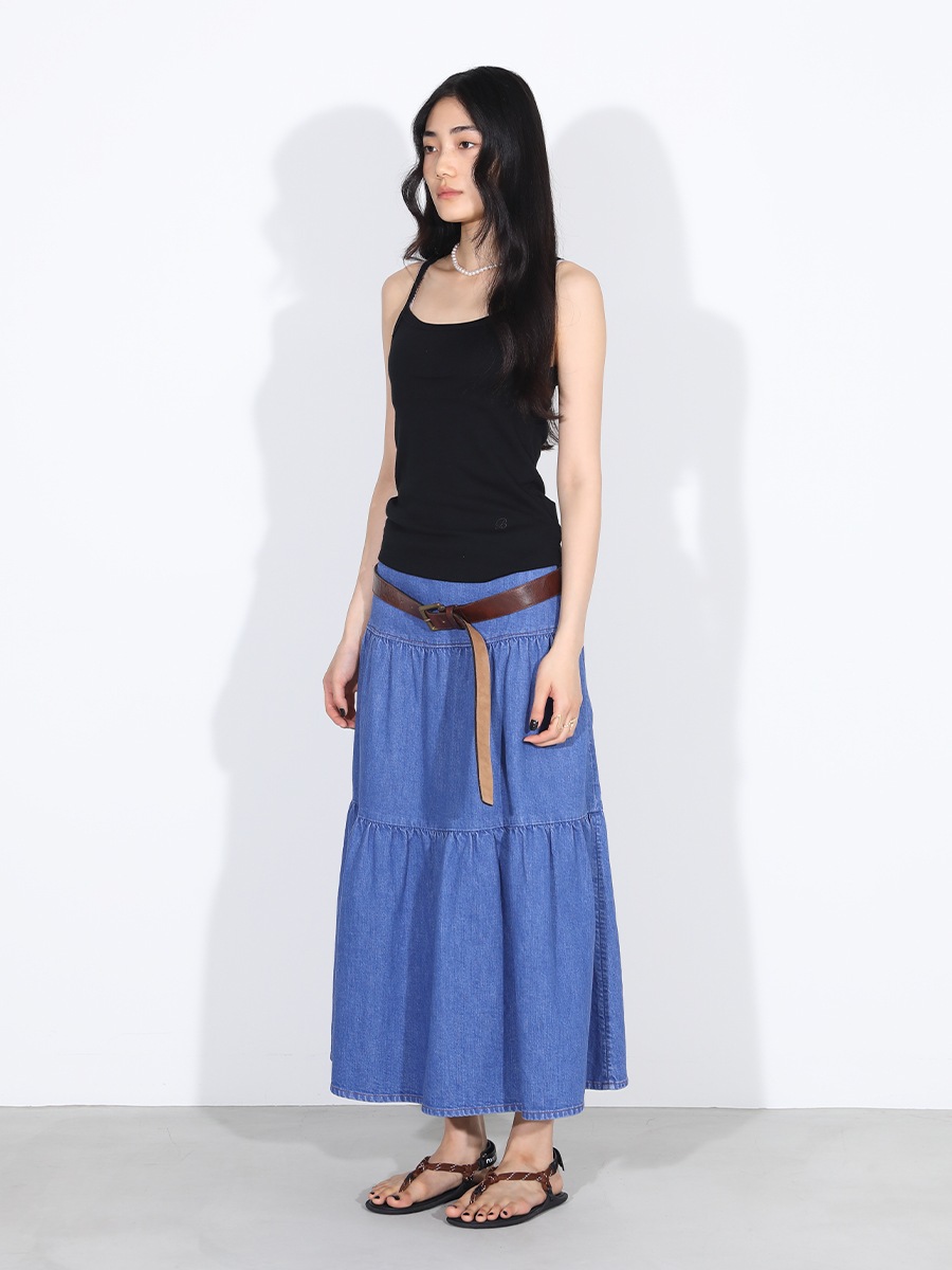 TIERED SKIRT DENIM