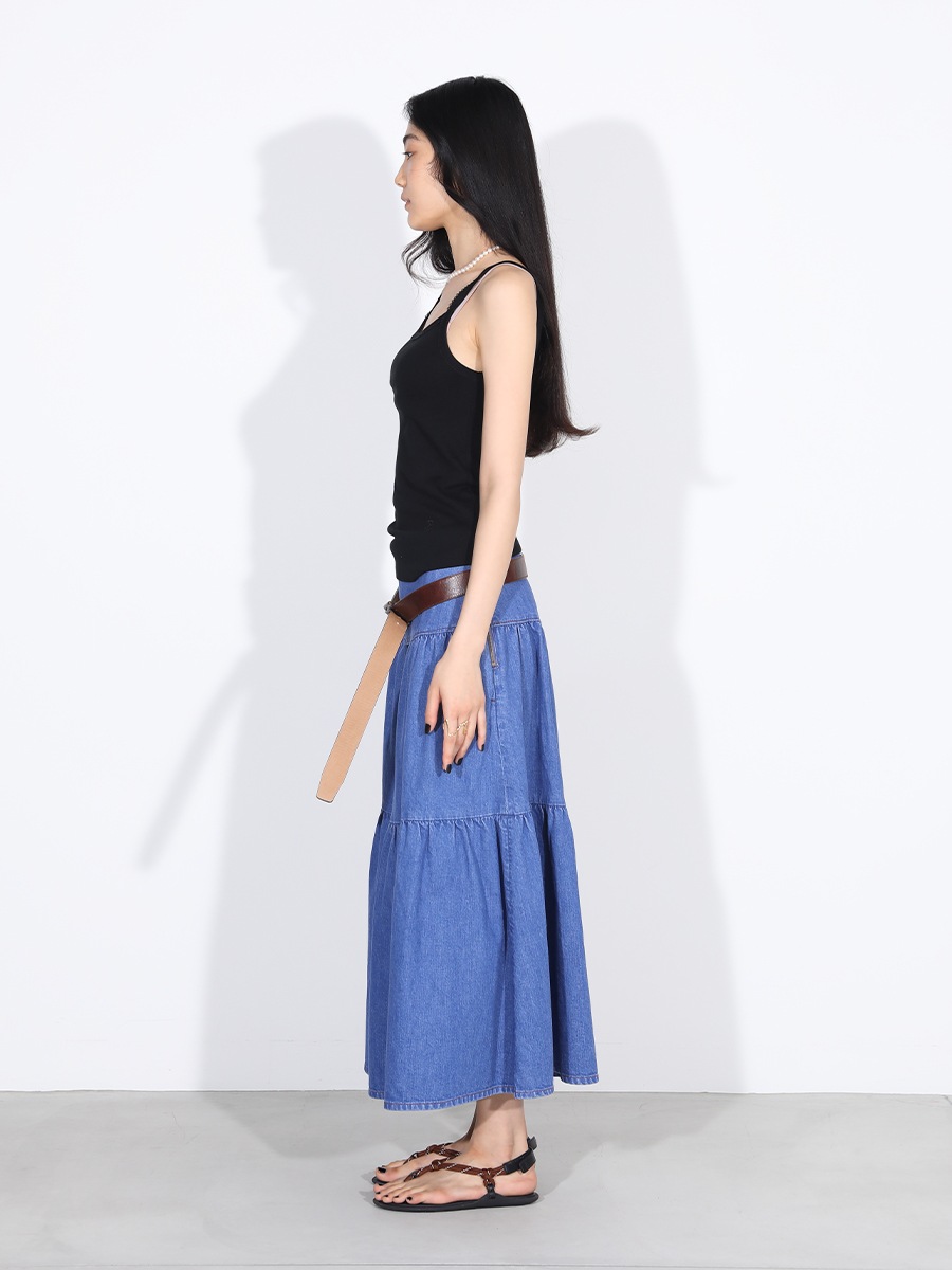 TIERED SKIRT DENIM