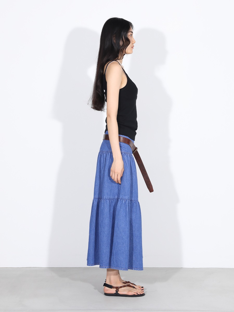 TIERED SKIRT DENIM