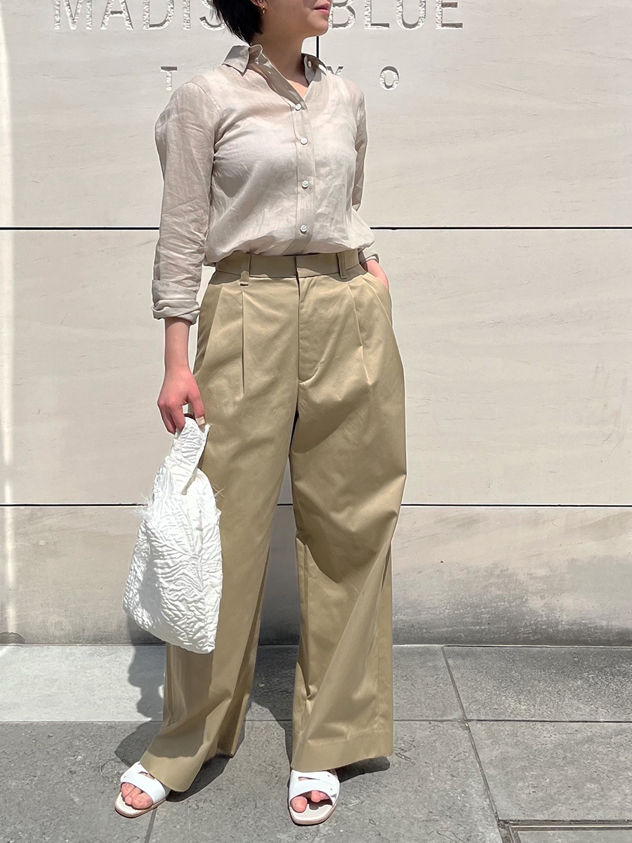PLEATED WIDE LEG PANTS CHINO