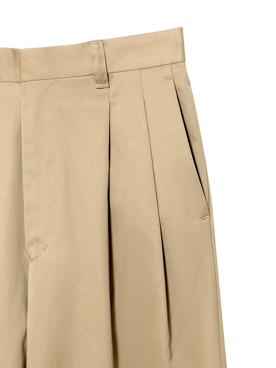 PLEATED WIDE LEG PANTS CHINO