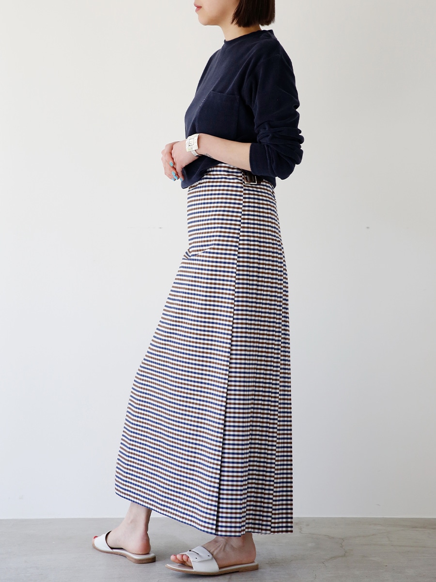 QUILT MAXI SKIRT M.GINGHAM