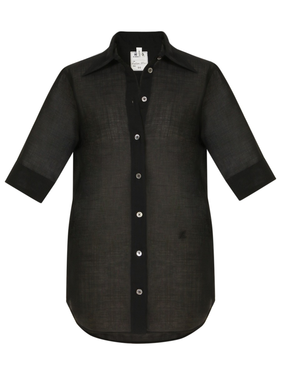 HIGH COLLAR N.MADAME S/S SH W/VOILE | WOMEN | MADISONBLUE