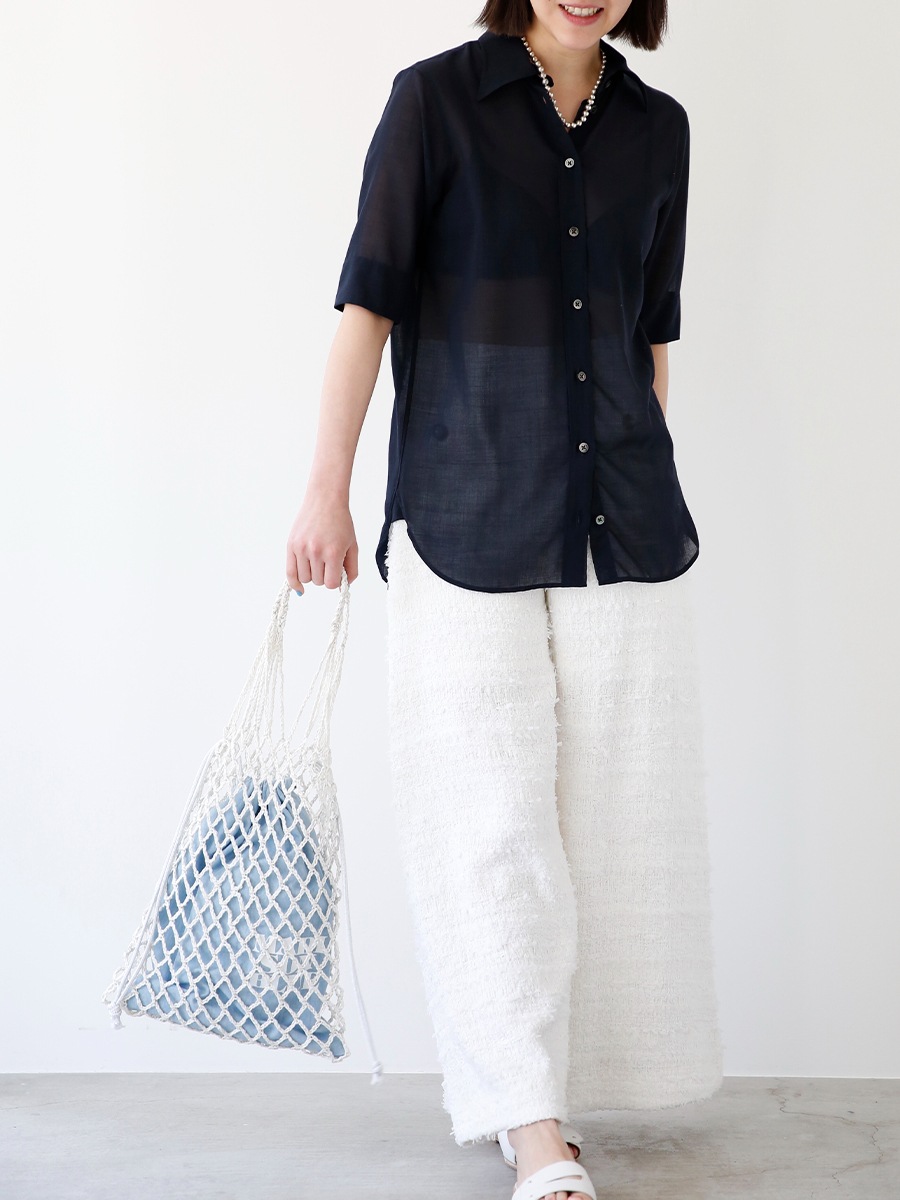 HIGH COLLAR N.MADAME S/S SH W/VOILE | WOMEN | MADISONBLUE