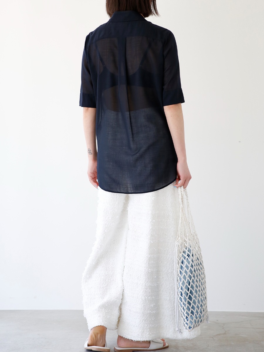 HIGH COLLAR N.MADAME S/S SH W/VOILE