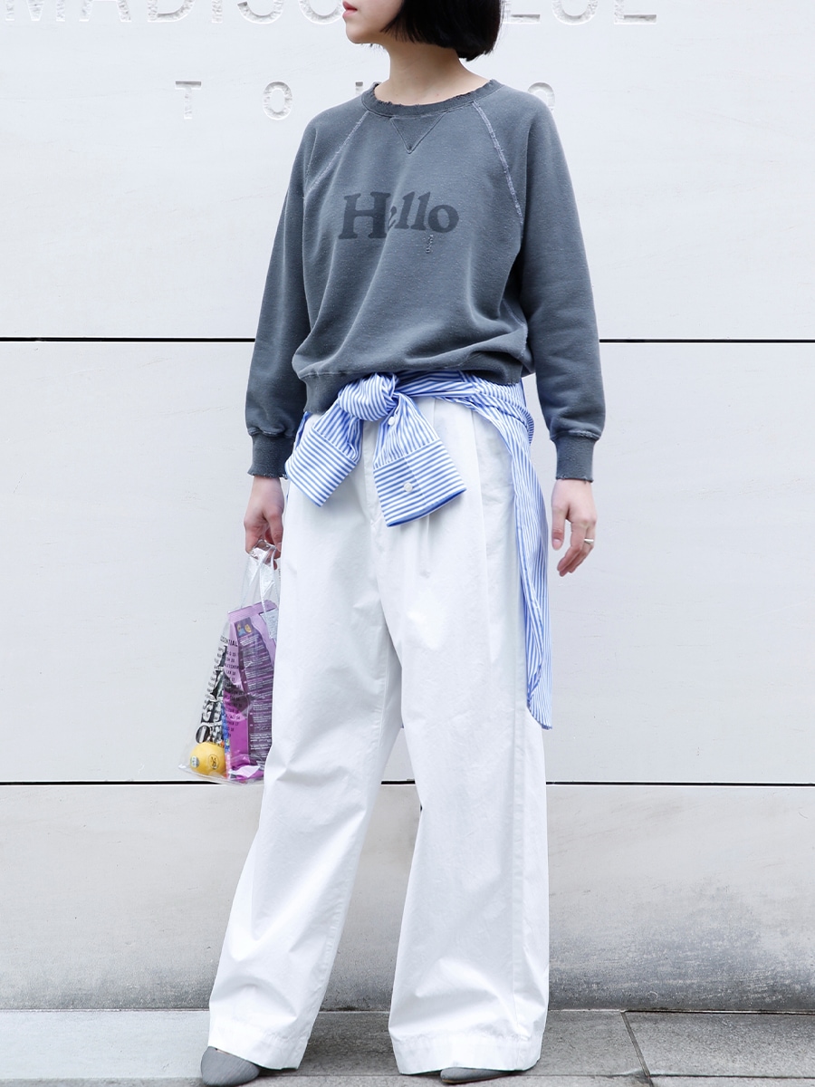 PLEATED WIDE LEG PANTS W/O