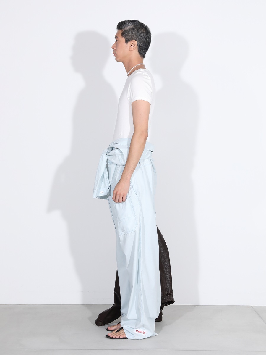 EMBROIDERED TRIM BOAT NECK TEE S/COTTON