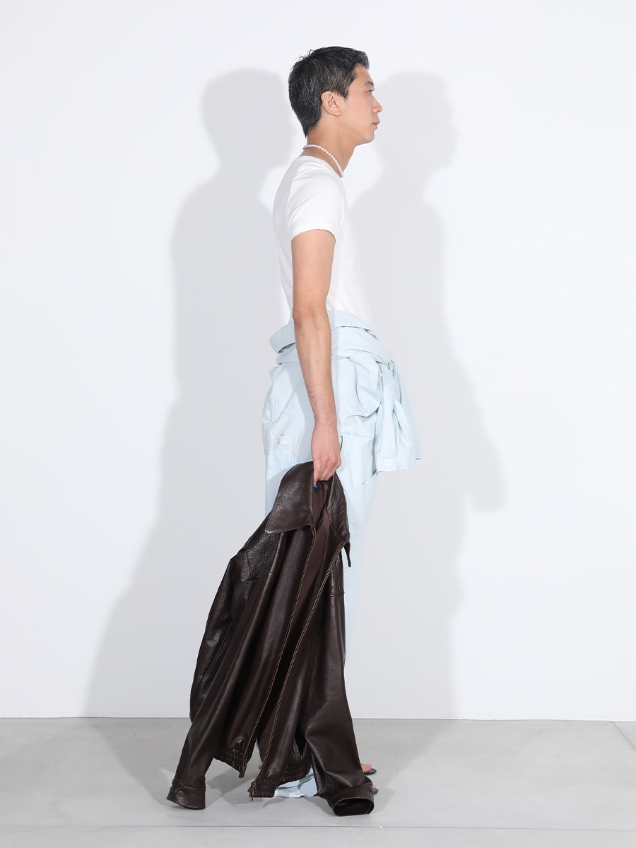 EMBROIDERED TRIM BOAT NECK TEE S/COTTON