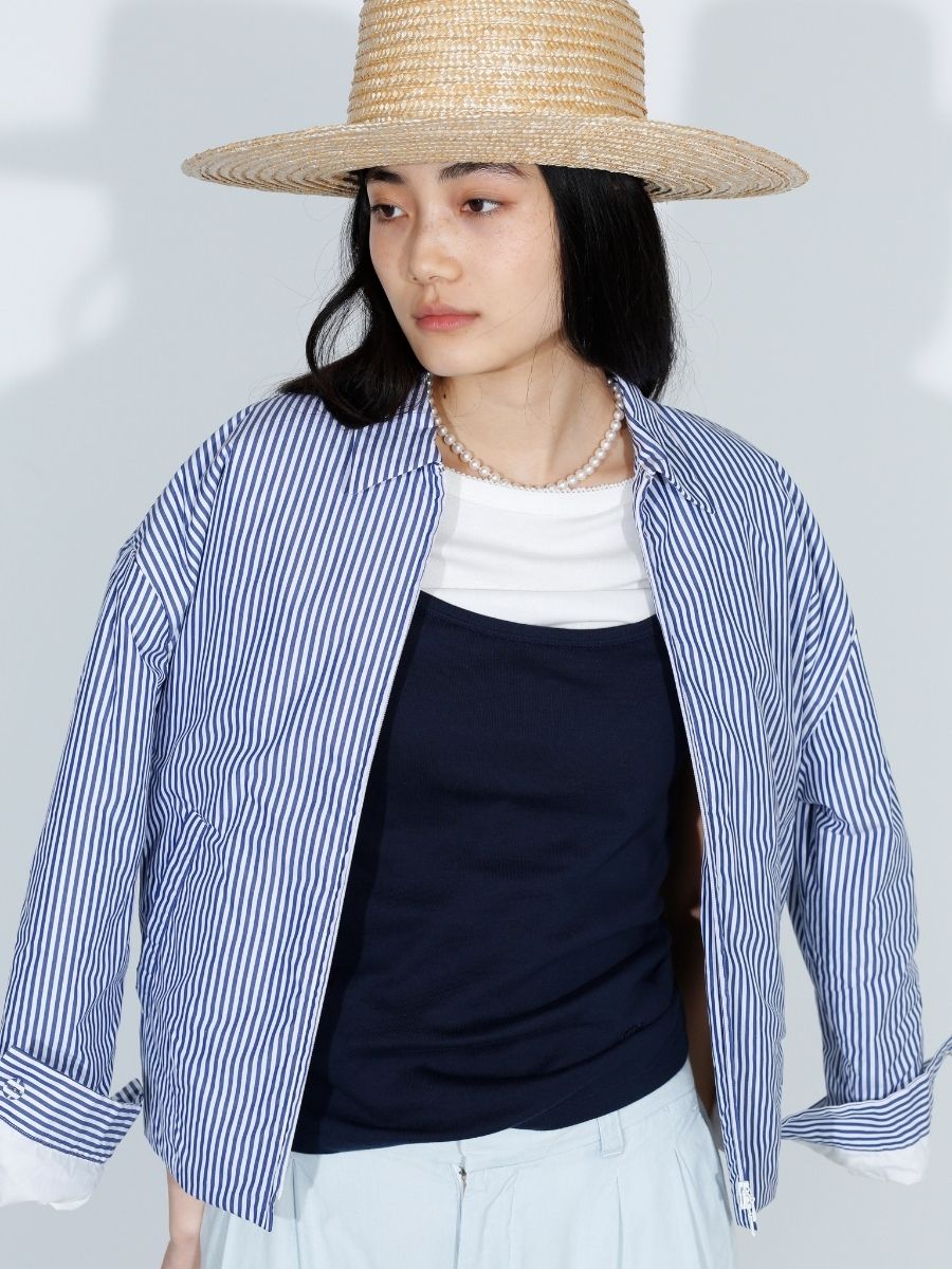 EMBROIDERED TRIM BOAT NECK TEE S/COTTON