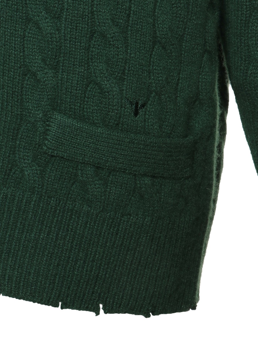 CRASHED CABLE KNIT V CD